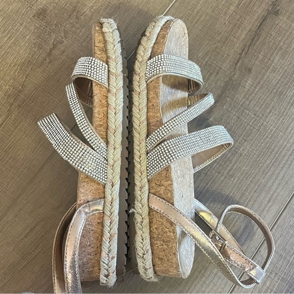 Kelly & Katie Silver Rhinestone Rose Gold Glam Shimmer Summer Sandals 8M - Picture 8 of 12